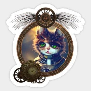 Sweet  little steampunk kitten Sticker